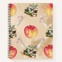 Vintages Apple & Book Pattern - Gemütliches Herbst