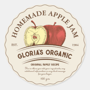 Vintages Apple Fruit-Konfitüre, kundenspezifisches Runder Aufkleber