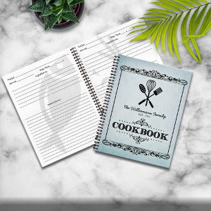 Vintages Aqua Age Paper Family Cookbook Notizbuch