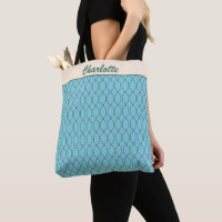 Vintages Aqua Blue Lines Muster Personalisiert
