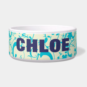 Vintages Aqua Blue Scrolls Schnörkel Personalisier Napf