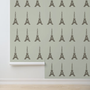 Vintages Aqua Eiffel Tower Wallpaper Tapete