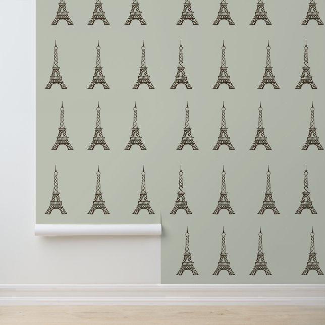 Vintages Aqua Eiffel Tower Wallpaper Tapete (Anwendung)