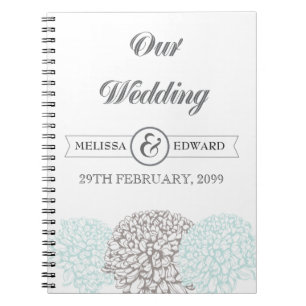 Vintages Aqua Zinnia Wedding Spiral Note Book Notizblock