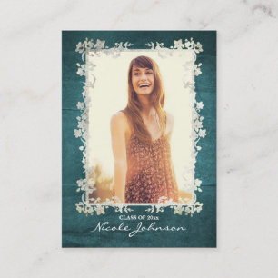 Vintages aquamarines blaues telefonnummerkarte