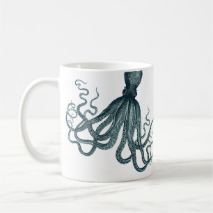 Vintages Aquamarines Blaues Vintages Oktopus Nauti Kaffeetasse