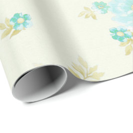 Vintages aquamarines Blumenmuster Geschenkpapier