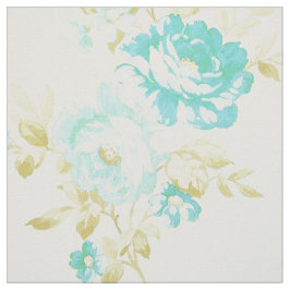 Vintages aquamarines Blumenmuster Stoff