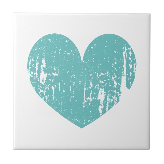 Vintages aquamarines Herz-Icon, kundenspezifische  Fliese (Vorderseite)