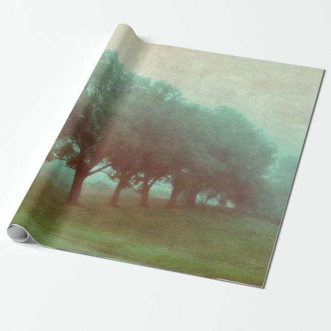 Vintages Aquamarines Landschaftsdekor Geschenkpapier (Ungerollt)