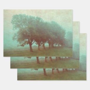 Vintages Aquamarines Landschaftsdekor Geschenkpapier Set