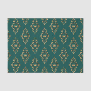 Vintages Aquamarines und Gold Heraldisches Princes Seidenpapier
