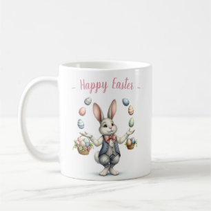 Vintages Aquarell Bunny Juggling Ostereier Kaffeetasse