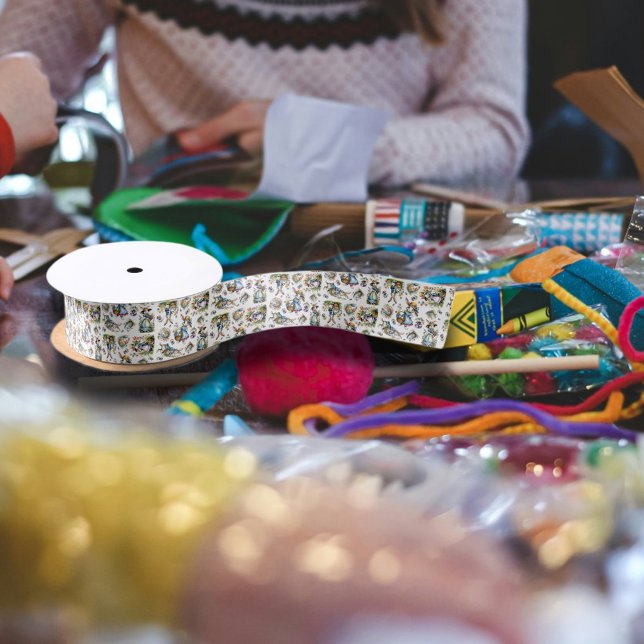 Vintages Aquarellbär Ostern Ei Blumenmuster Satinband (Von Creator hochgeladen)
