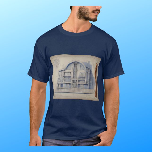 Vintages architektonisches Blaupausenbild auf T-Shirt (Architectural blueprint t-shirt)