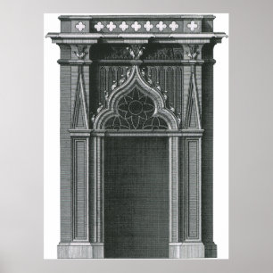 Vintages architektonisches Element, gotische Türe Poster