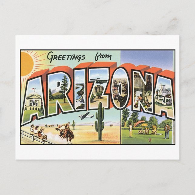 Vintages Arizona Postkarte (Vorderseite)