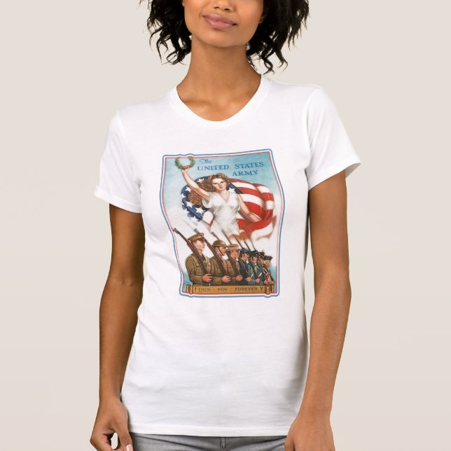 Vintages Armee-Plakat mit Dame Liberty Tshirts (Vorderseite)