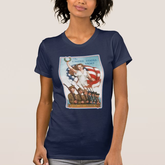 Vintages Armee-Plakat mit Dame Liberty Tshirts (Vorderseite)