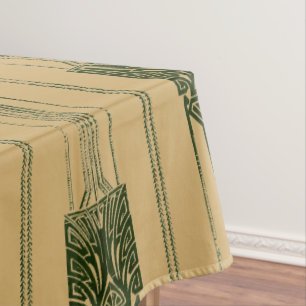 Vintages Art Deco Abstraktes Pfauenmuster Tischdecke
