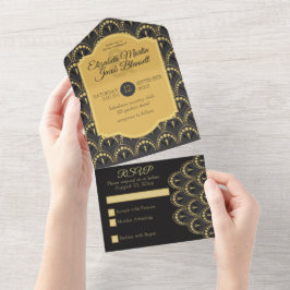 Vintages Art Deco All In One Einladung