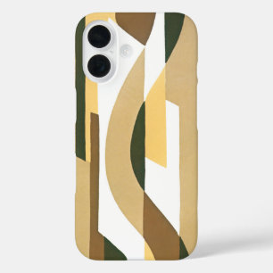 Vintages Art Deco Jazz Curve Muster Herbstfarben iPhone 16 Hülle