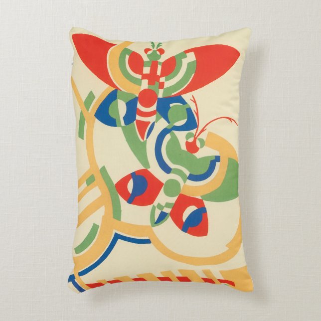 Vintages Art Deco Jazz Dekokissen (Vorderseite(Vertikal))