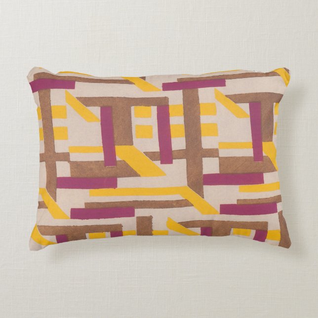 Vintages Art Deco Jazz Pochoir Geometrisches Muste Dekokissen (Vorderseite)