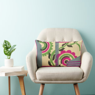 Vintages Art Deco Jazz Pochoir Geometrisches Muste Lendenkissen