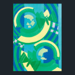 Vintages Art Deco Jazz Poster<br><div class="desc">Vintage Illustration Art Deko Jazz pochoir Wallpaper pattern von Eugene Alain Seguy, c 1929. Pochoir ist eine Schablonentechnik, die in surrealistischen Malereien üblich ist. Ein elegantes und elegantes Kubismus-Design mit Schmetterlingen im Garten mit geometrischen Formen und schönen coolen Frühlingsfarben in hellen Blau- und Grüntönen. Ein modernes und raffiniertes Naturdesign.</div>
