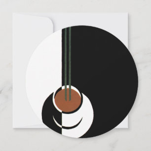 Vintages Art Deco, Kaffee-Cup mit Dampfbad Einladung