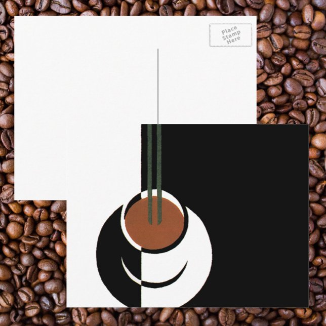 Vintages Art Deco, Kaffee-Cup mit Dampfbad Postkarte (Von Creator hochgeladen)