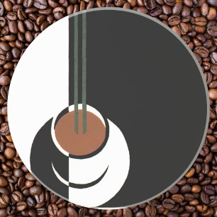 Vintages Art Deco, Kaffee-Cup mit Dampfbad Sandstein Untersetzer