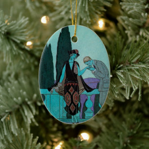 Vintages Art Deco La Villa d'Este von George Barbi Keramik Ornament