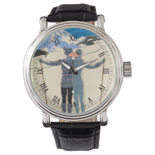 Vintages Art Deco, Liebhaber des Schnees von Georg Armbanduhr