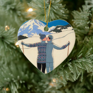 Vintages Art Deco, Liebhaber des Schnees von Georg Keramikornament