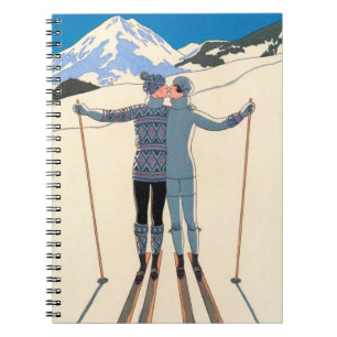 Vintages Art Deco, Liebhaber des Schnees von Georg Notizblock