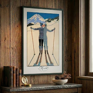 Vintages Art Deco, Liebhaber des Schnees von Georg Poster