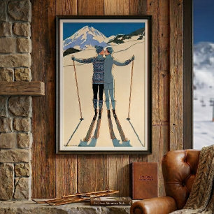 Vintages Art Deco, Liebhaber des Schnees von Georg Poster