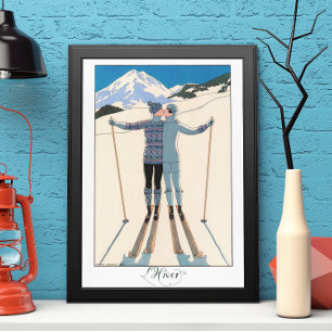 Vintages Art Deco, Liebhaber des Schnees von Georg Poster