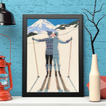 Vintages Art Deco, Liebhaber des Schnees von Georg