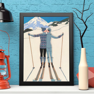 Vintages Art Deco, Liebhaber des Schnees von Georg Poster