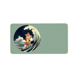 Vintages Art Déco, Liebhaber Kiss am Strand Adressaufkleber