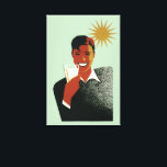 Vintages Art Deco, Mann mit Cocktail in der Sonne Leinwanddruck<br><div class="desc">Vintage Illustration von Getränken mit einem fröhlichen,  grinsenden Mann,  der einen lustigen und erfrischenden Sommercocktail oder eine Limonade mit Sonnenschein trinkt. Ein großes Lächeln mit leuchtend weißen Zähnen! Genießen Sie Ihren sonnigen Urlaub! Fröhlich!</div>