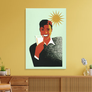 Vintages Art Deco, Mann mit Cocktail in der Sonne Leinwanddruck