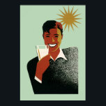 Vintages Art Deco, Mann mit Cocktail in der Sonne Poster<br><div class="desc">Vintage Illustration von Getränken mit einem fröhlichen,  grinsenden Mann,  der einen lustigen und erfrischenden Sommercocktail oder eine Limonade mit Sonnenschein trinkt. Ein großes Lächeln mit leuchtend weißen Zähnen! Genießen Sie Ihren sonnigen Urlaub! Fröhlich!</div>