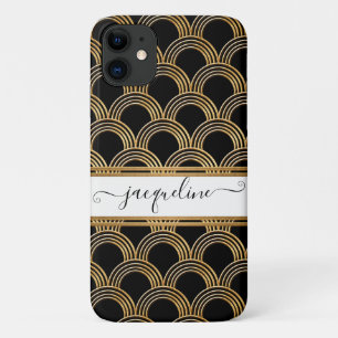 Vintages Art Deco Muschel Muster Gold und Schwarz Case-Mate iPhone Hülle