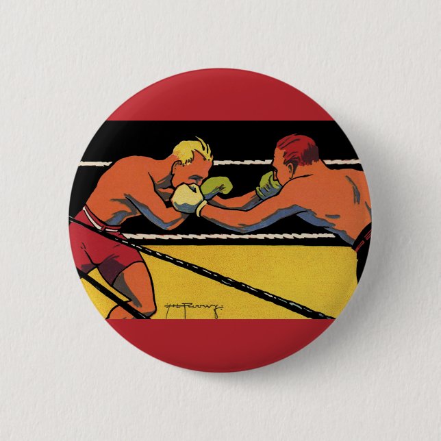 Vintages Art Deco Sportboxing, Boxen Punching Button (Vorderseite)