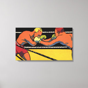Vintages Art Deco Sportboxing, Boxen Punching Leinwanddruck