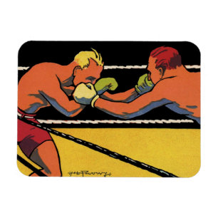 Vintages Art Deco Sportboxing, Boxen Punching Magnet